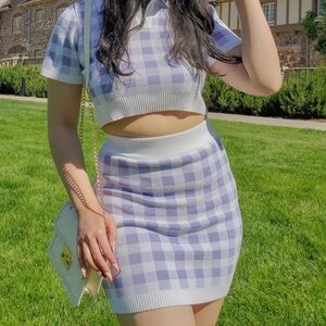 Cider Lavender and White Checkered Skirt